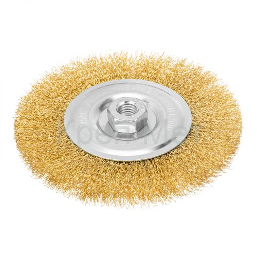 Щетка для УШМ, 150 мм, М14, плоская, латунированная витая проволока Matrix