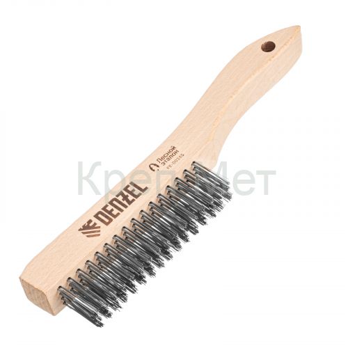 Щетка зачистная 4-х рядная, прямая проволока из нержавеющей стали с деревянной ручкой, EFP// Denzel