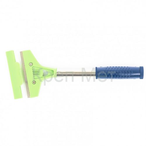 Скребок, фиксированное лезвие, 100 мм, металлическая обрезиненная ручка, 300 мм Сибртех