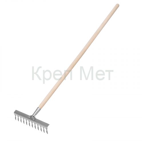 Грабли, нержавеющая сталь, 290 х 1300 мм, 12 витых зубьев, деревянный черенок, Сибртех