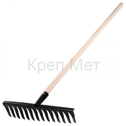 Грабли стальные, 350х1300 мм, 14 витых зубьев, деревянный черенок, Сибртех