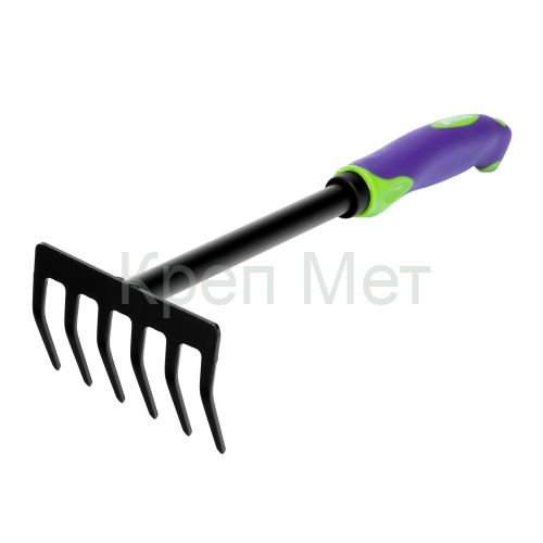 Грабли 6-зубые, 110х300 мм, стальные, обрезиненная эргономичная рукоятка, LSR1 Palisad