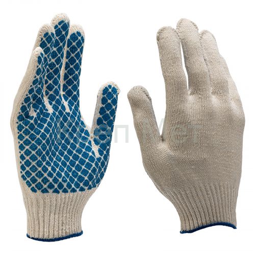 Перчатки х/б, ПВХ покрытие, "Шахматный облив", 10 класс