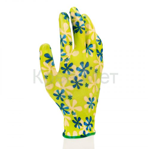 Перчатки садовые из полиэстера с нитрильным обливом, зеленые, M Palisad