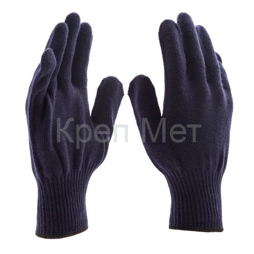 Перчатки трикотажные, акрил, синий, оверлок Сибртех