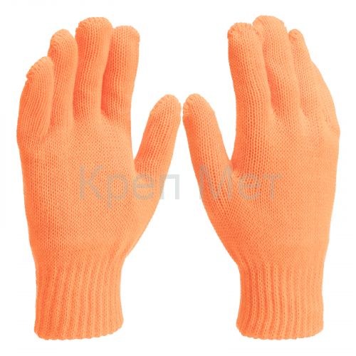 Перчатки трикотажные, акрил, двойные, оранжевый, двойная манжета Сибртех