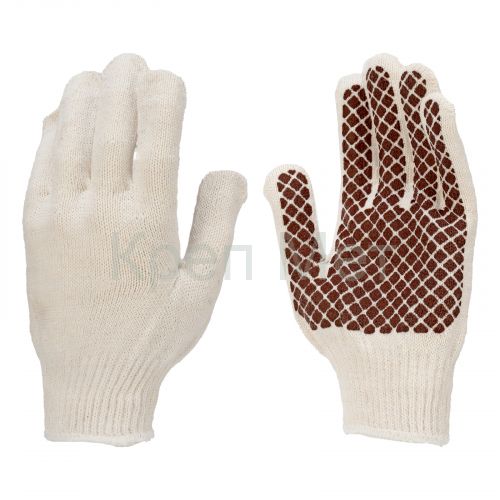 Перчатки трикотажные, ПВХ гель шахматный облив, оверлок Сибртех