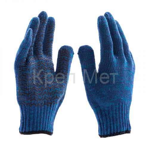 Перчатки трикотажные усиленные, гелевое ПВХ-покрытие, 7 класс, синие Сибртех
