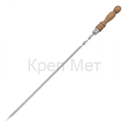 Шампур плоский, 650х10х2,5 мм, с деревянной рукояткой, нерж. сталь, Camping// Palisad