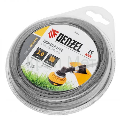 Леска для триммера двухкомпонентная зубчатый квадрат, 3,0мм х 15м, блистер EXTRA CORD Denzel