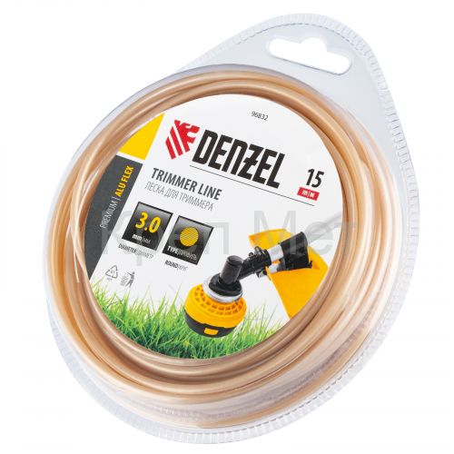 Леска для триммера армированная алюминием круглая, 3,0мм х 15м, блистер ALUFLEX Denzel