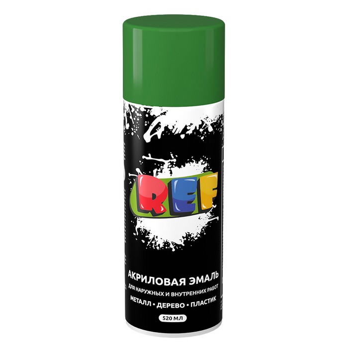REF Алкидная эмаль универсальная, цвет хаки, аэрозоль, объем 520мл.