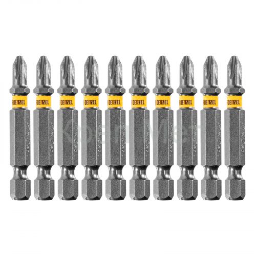 Бита PH2х50, сталь легированная S2, 10 шт., Е 6,3, шестигранный профиль, отрывная упаковка Denzel