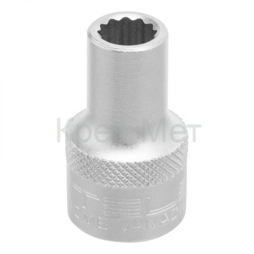 Головка торцевая, 9 мм, двенадцатигранная, CrV, под квадрат 1/2, хромированная Stels