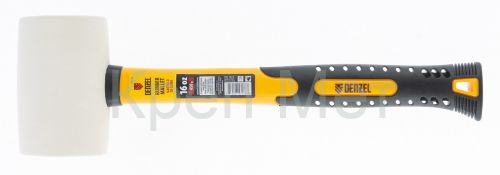 Киянка резиновая, 16 oz, белая резина, фибергласовая рукоятка Denzel