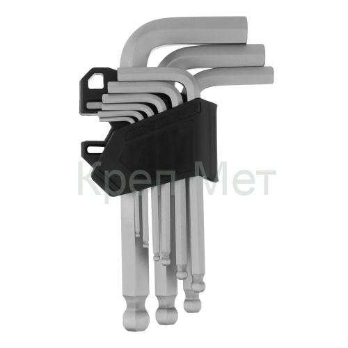 Набор ключей имбусовых, HEX, 2-12 мм, CrV, 9 шт., с шаром Сибртех