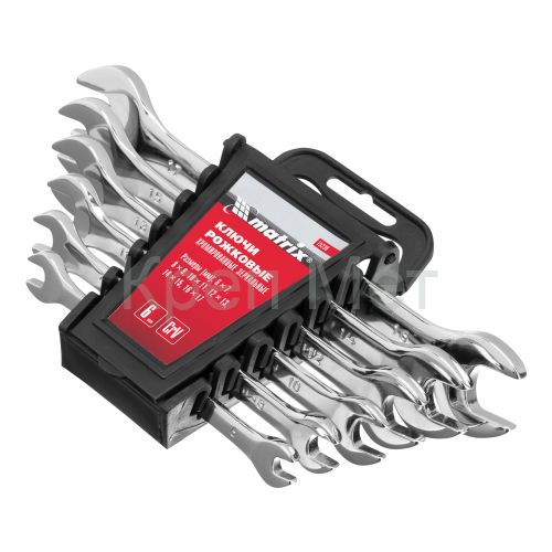 Набор ключей рожковых 6 шт, 6-17 мм, CrV, Elliptical, зеркальное хромирование Matrix