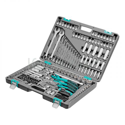 Набор инструментов, 1/4", 3/8", 1/2", Cr-V, S2, усиленный кейс, 216 предметов Stels