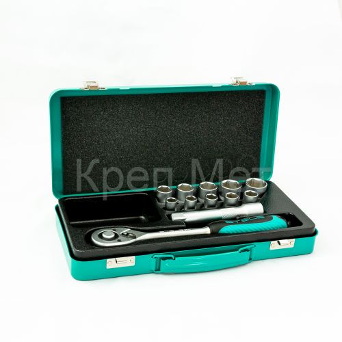 Набор торцевых головок, 1/2, головки 10 - 24 мм, с трещоточным ключом, 12 предметов Stels