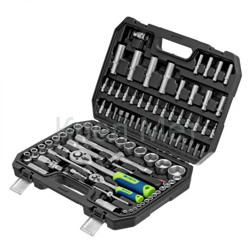 Набор инструментов, 1/2", 1/4", пластиковый кейс, 94 предмета// Сибртех
