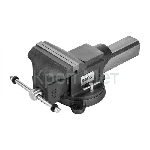 Тиски слесарные BVH-200, 200 мм, поворотные, стальная направляющая, с наковальней //Denzel