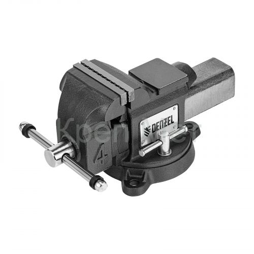 Тиски слесарные BVH-100, 100 мм, поворотные, стальная направляющая, с наковальней //Denzel