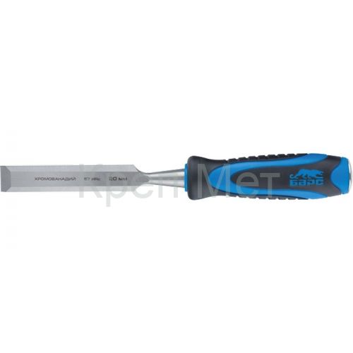 Долото-стамеска, плоская, 10 мм, двухкомпонентная рукоятка, металлический затыльник Барс