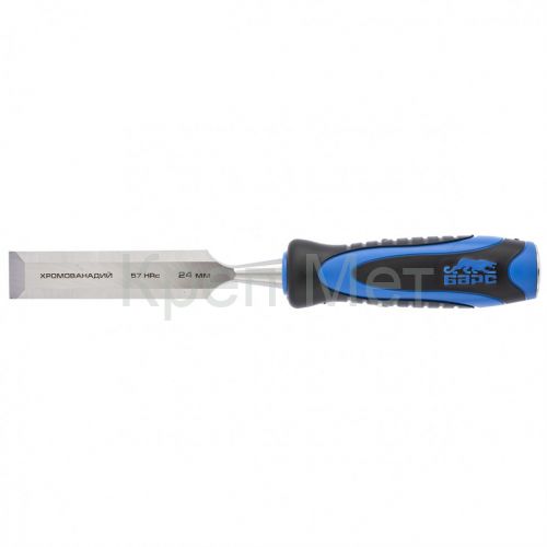 Долото-стамеска, плоская, 24 мм, двухкомпонентная рукоятка, металлический затыльник Барс