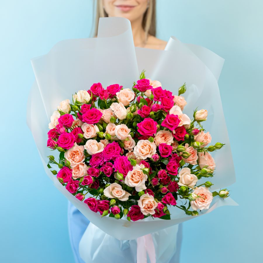 Кустовая розы микс 15 шт