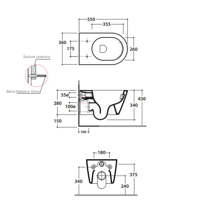 Комплект подвесной унитаз Globo Forty3 FNS02BI и сиденье FOR23BI ФОТО
