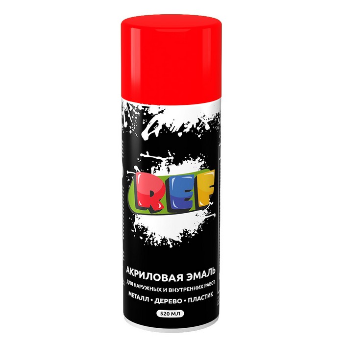 REF Акриловая эмаль флуоресцентная, цвет красный, RAL 1001, аэрозоль, объем 520мл.