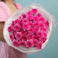 9 ярко розовых хризантем