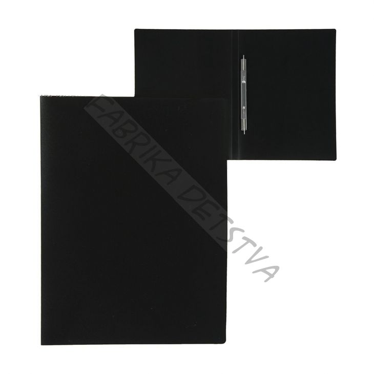 Папка с пружинным скоросшивателем А4, 500 мкм, корешок 15 мм, до 100 листов, черная