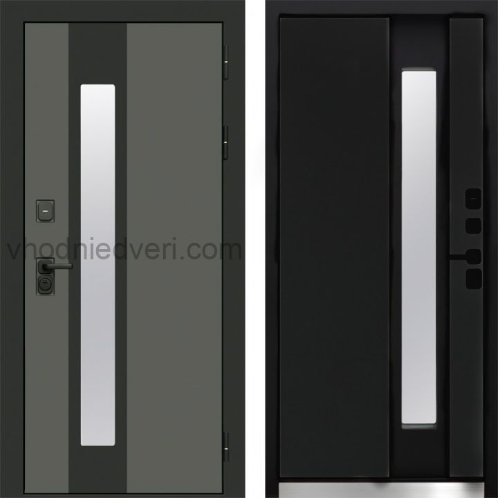 Входная дверь Termo-door Арктика Графит - Черный кварц с терморазрывом и стеклопакетом