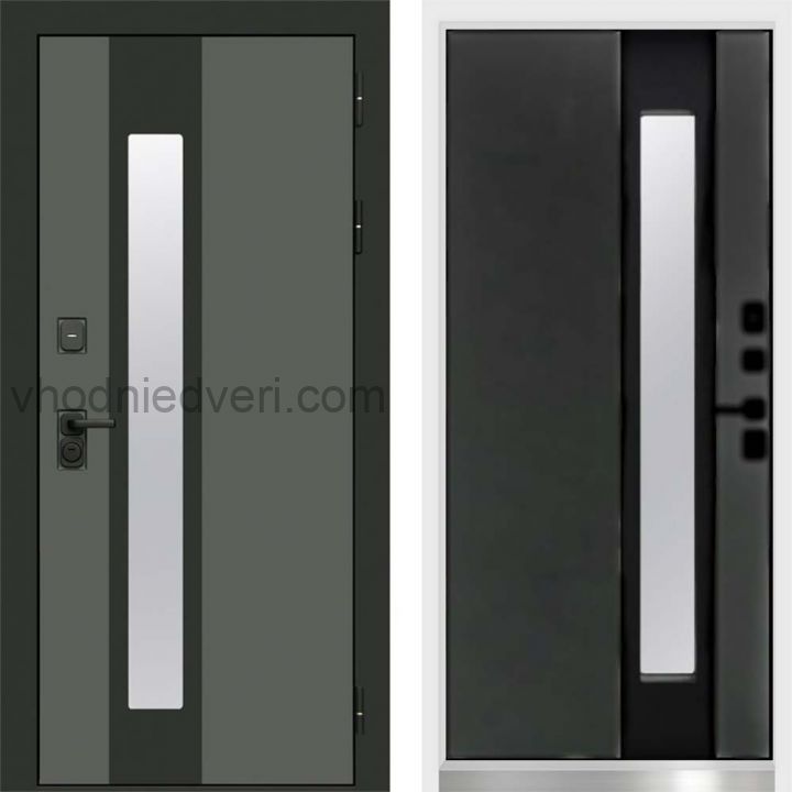 Входная дверь Termo-door Арктика Графит - Бетон темный с терморазрывом и стеклопакетом, белый короб