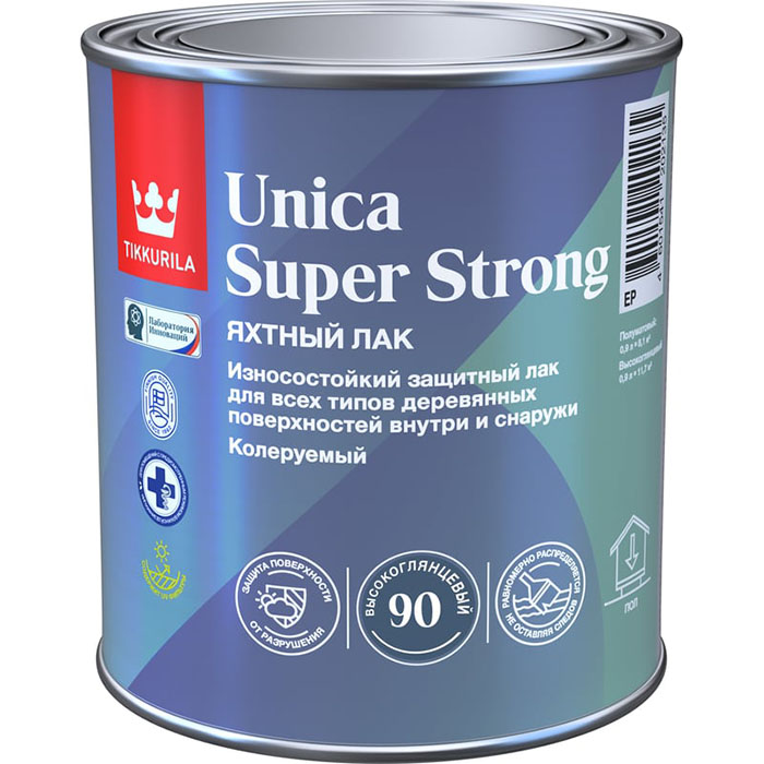 Tikkurila Unica Super Strong Ep лак универсальный износостойкий высокоглянцевый 0.9л