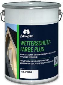 Краска по Дереву Avenarius Wetterschutz-Farbe Plus 20л Белая, Шелковисто-Матовая, Акриловая, Высокоэластичная / Авенариус