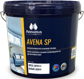 Краска Интерьерная, Силикатная Avenarius Avena SP 10л Белая, Матовая с Высокой Паропроницаемостью / Авенариус