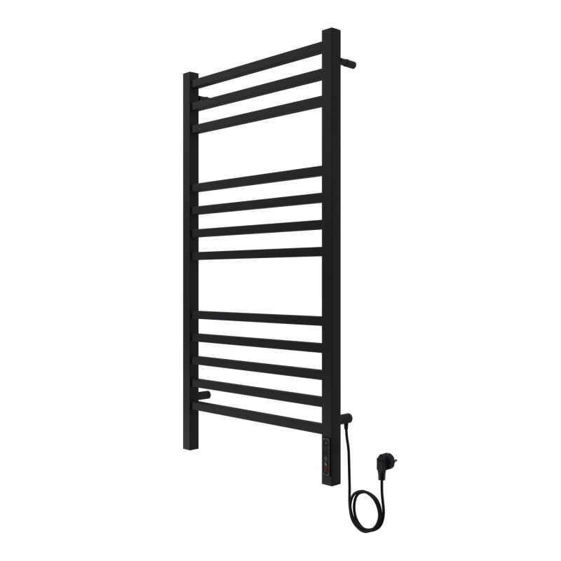 Полотенцесушитель электрический AZARIO ANCONA 500/1000 квадрат, 12 секций, черный AZ71850B