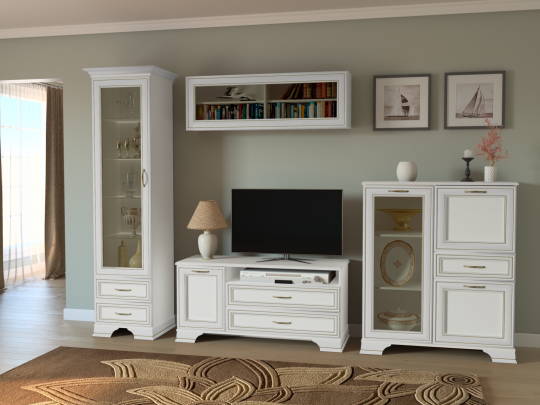 Гостиная Каприз Белый/Ясень анкор патина №3