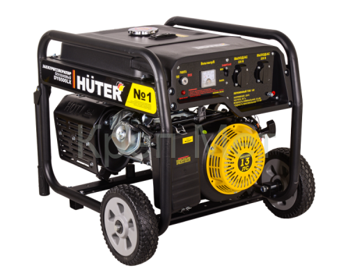Портативный бензогенератор Huter DY6500LX с колесами