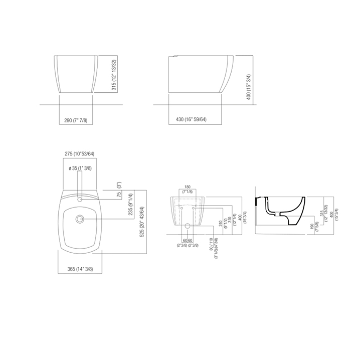 Биде Agape 750 ACER0750BSRZ подвесное ФОТО