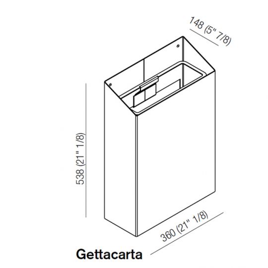 Ведро для мусора подвесное Agape Mach 2 AMC20938SP 36x14,8x53,8 см схема 2 Ведро для мусора подвесное Agape Mach 2 AMC20938SP 36x14,8x53,8 см схема 2