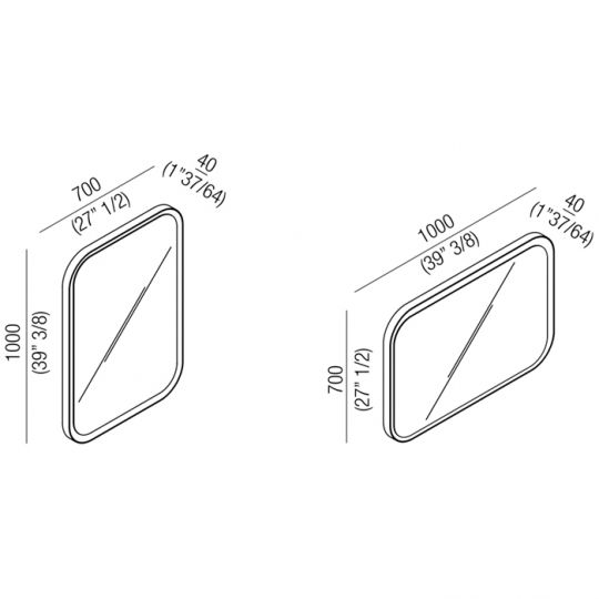 Прямоугольное зеркало Agape Memory AMEM863 70x100 см с подсветкой схема 2