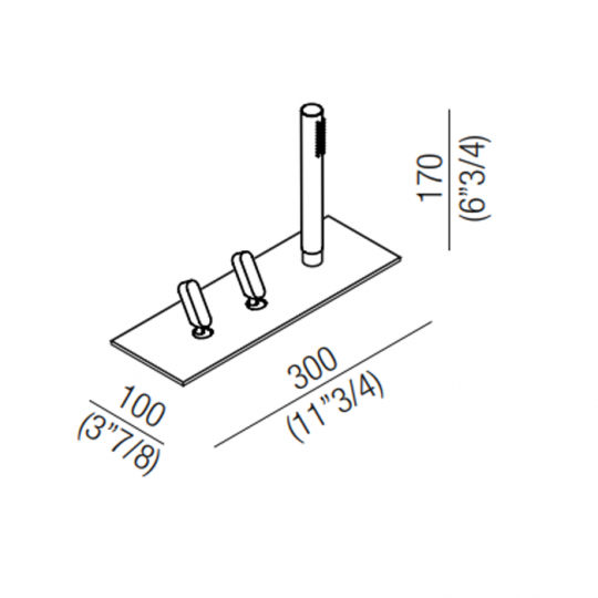 Смеситель на борт ванны Agape Square ARUB0960A на горизонтальную поверхность схема 2