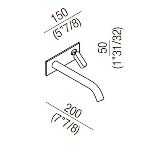 Смеситель для раковины Agape Square ARUB1009TA встраиваемый схема 2
