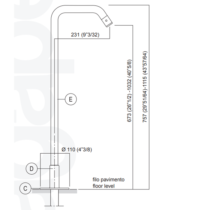 Смеситель для ванны Agape Memory ARUB1078S напольный ФОТО