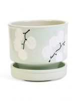 Горшок для цветов «Листья», 900 мл, d=13 см, h=12.5 см, керамический, с поддоном