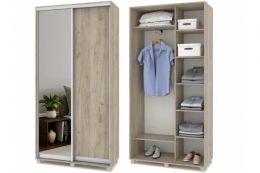 Роланд Р412 Шкаф-купе 2-х дв. с 1 зерк. 2200*1100*450 (Серый дуб/Белый)