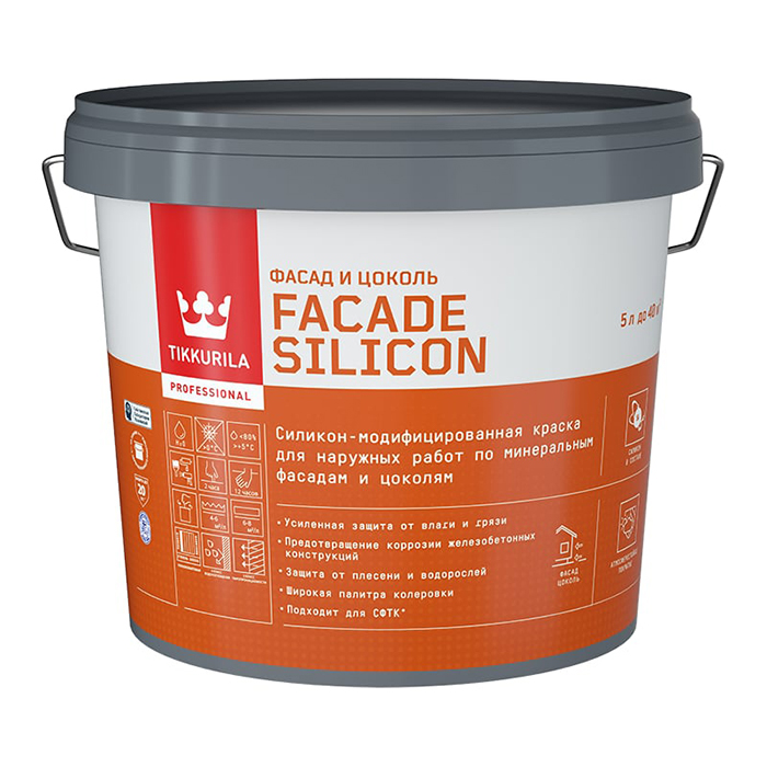 Tikkurila Facade Silicon / Тиккурила Фасад Силикон краска акриловая для фасадов база C 5л